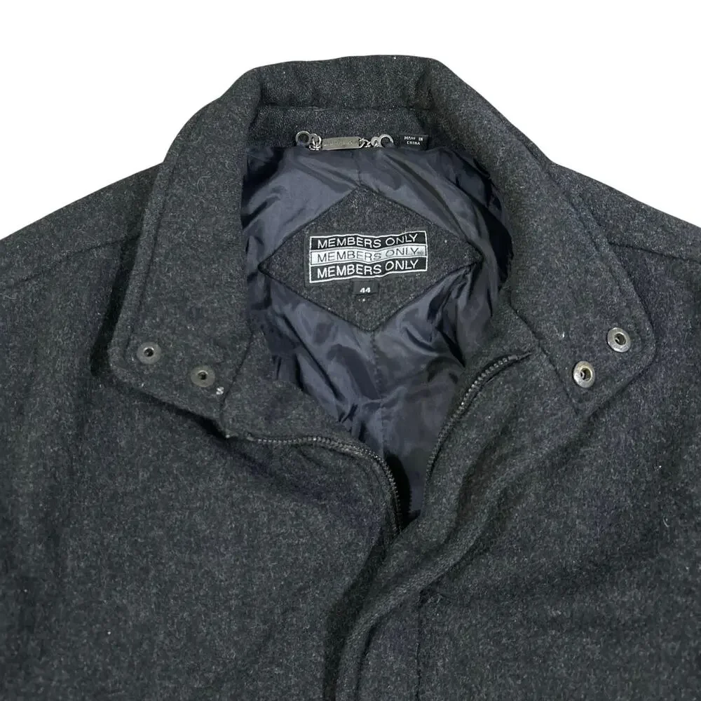 Vintage Members Only 100% Wool Bomber Jacket Mens Size 44 Charcoal Black